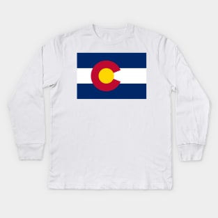 Colorado State Flag Mask Kids Long Sleeve T-Shirt